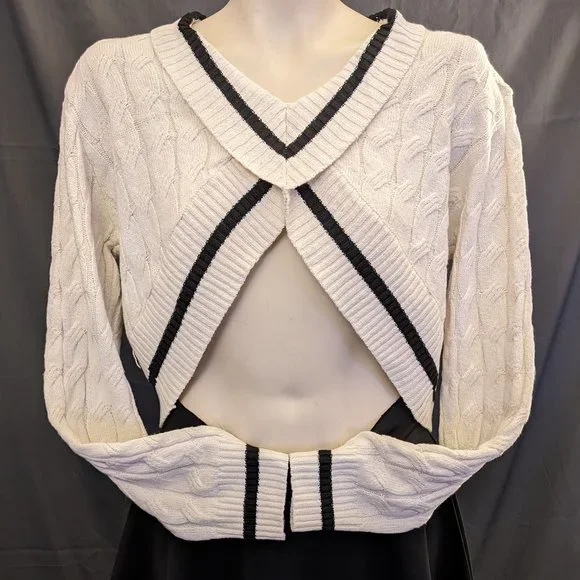DAZY Black & White Cropped Sweater (size Large) - Picture 1 of 6